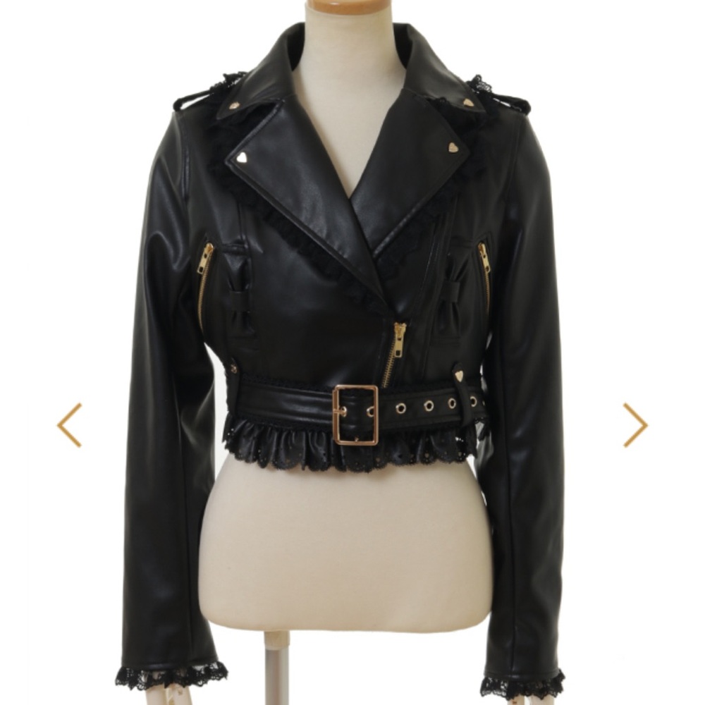 Liz Lisa Double Ribbon Riders Eco Leather Jacket Black One Size